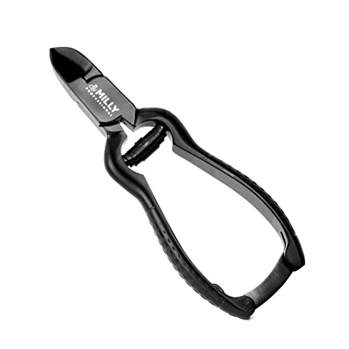 By MILLY German Steel Heavy Duty Toenail Clippers for Thick Toenails | Trim Thick or Hard Toenails | Professional Nail Clippers for Seniors & Podiatrist Toenail Clippers (Black)