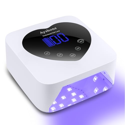 Ayshone Cordless UV LED Nail Lamp,72W Rechargeable Nail Dryer Gel Polish Light with Large LCD Display,Rechargeable Nail Curing Lamp for Salon & Home