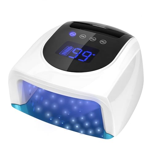 Yokilly 96W Rechargeable UV Nail Lamp, LED UV Nail Light for Gel Nails with 4 Time Mode & LCD Touch Display, Cordless Nail Dryer for Gel Polish with 42 LED Beads for Nail Salon and Home