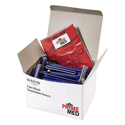 PrimeMed Biobag with 100 Disposable Twin Blade Razors at Bottom Pricing…