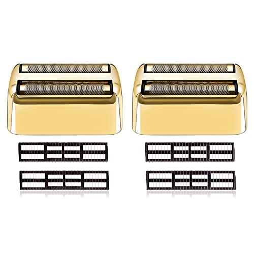Shaver Replacement Foil and Cutters compatible with BaByliss Barberology Double FXFS2G Metal shaver foil replacement (2PC Gold)