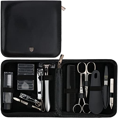 3 Swords Germany - brand quality 12 piece manicure pedicure grooming kit set for professional finger & toe nail care tweezers file clipper fashion leather case in gift box, Made by 3 Swords (33514)