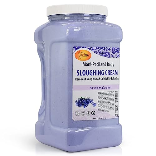 SPA REDI - Foot Cream, Sloughing Lotion, Lavender and Wildflower 128 Oz - Pedicure Massage Foot Care for Dry Cracked Feet, Scrub Gently, Exfoliating