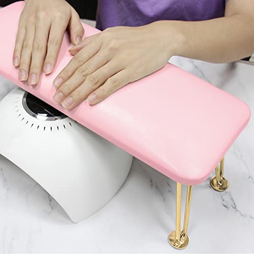 BQAN Nail Arm Rest, Arm Rest for Acrylic Nails with Non-slip, Professional Microfiber Leather Hand Rest Nail Table Desk Manicure Pillow Cushion for Nail Salon Use (Pink)