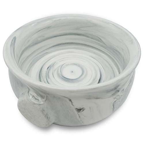 Bicrops Ceramic Shaving Soap Bowl For Men, Non-slip Handle, Wide Mouth, Large Capacity, Easier to Lather-White& Black
