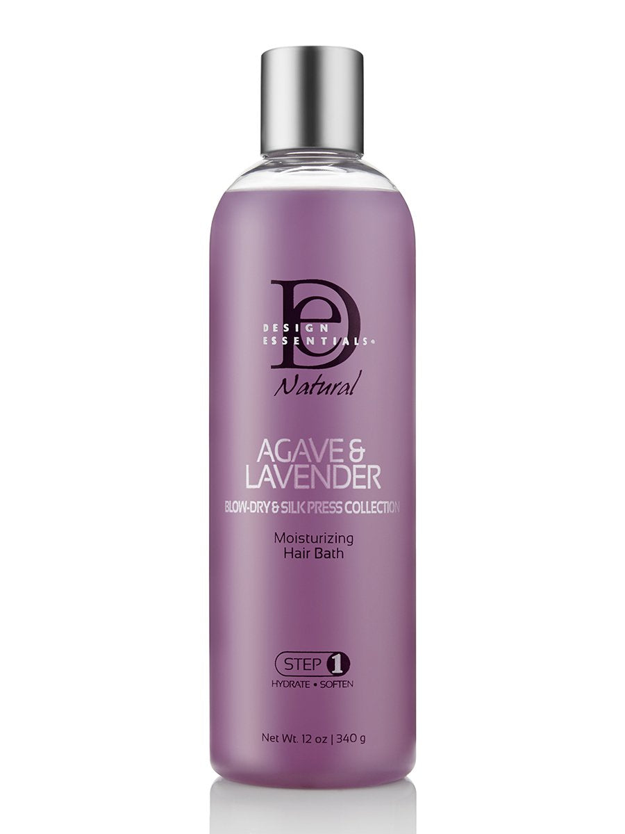 Design Essentials Agave & Lavender Moisturizing Hair Bath, Sulfate-Free Shampoo- Blow-Dry & Silk Press Collection - 12oz