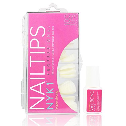 Nail Glue with Natural Nail Tips - Acrylic False Tips Super Strong BEST PROFESSIONAL Fake Nails Tip Kit Acrylics Set Plastic Artificial Fingernail Extensions Flexible for UV LED Gel Nail Art
