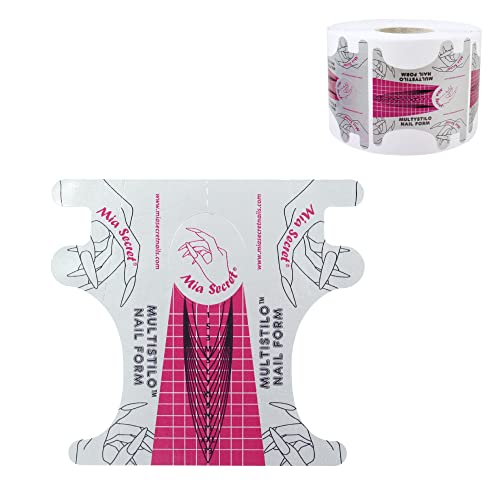 Mia Secret Multistilo 500 PCS - Nail Extension Tips, Nail Forms for Acrylic Nails, Acrylic Nail/UV Gel Nail Extension Forms - Guide Stickers for Nails