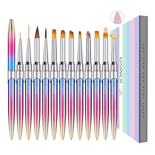 GSWOI 12 Pcs Nail Art Brushes Set,Nail Design Brushes For Nail Art