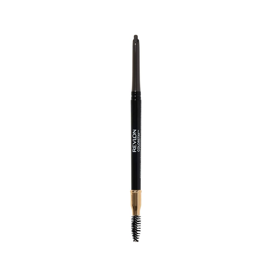 Revlon Eyebrow Pencil, Colorstay Eye Makeup with Eyebrow Spoolie, Waterproof, Longwearing Angled Precision Tip, 225 Soft Black, 0.01 Oz