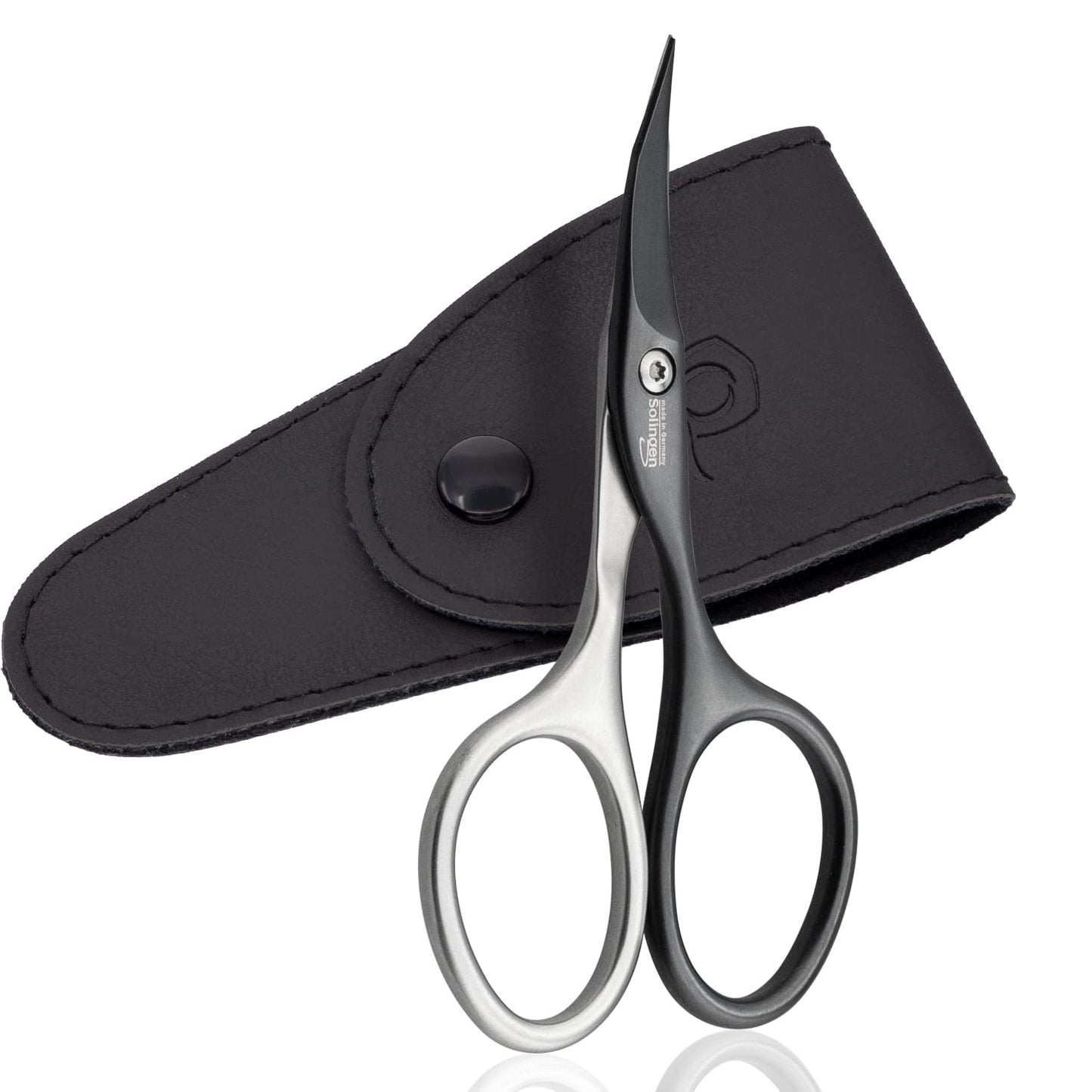 marQus Solingen INOX Titanium self sharpening Nail and Cuticle Scissors, fine, curved and sharp in handy case Precision Scissors, Nail Scissors Germany - Pedicure Beauty Grooming Kit for Nail, Eyebrow