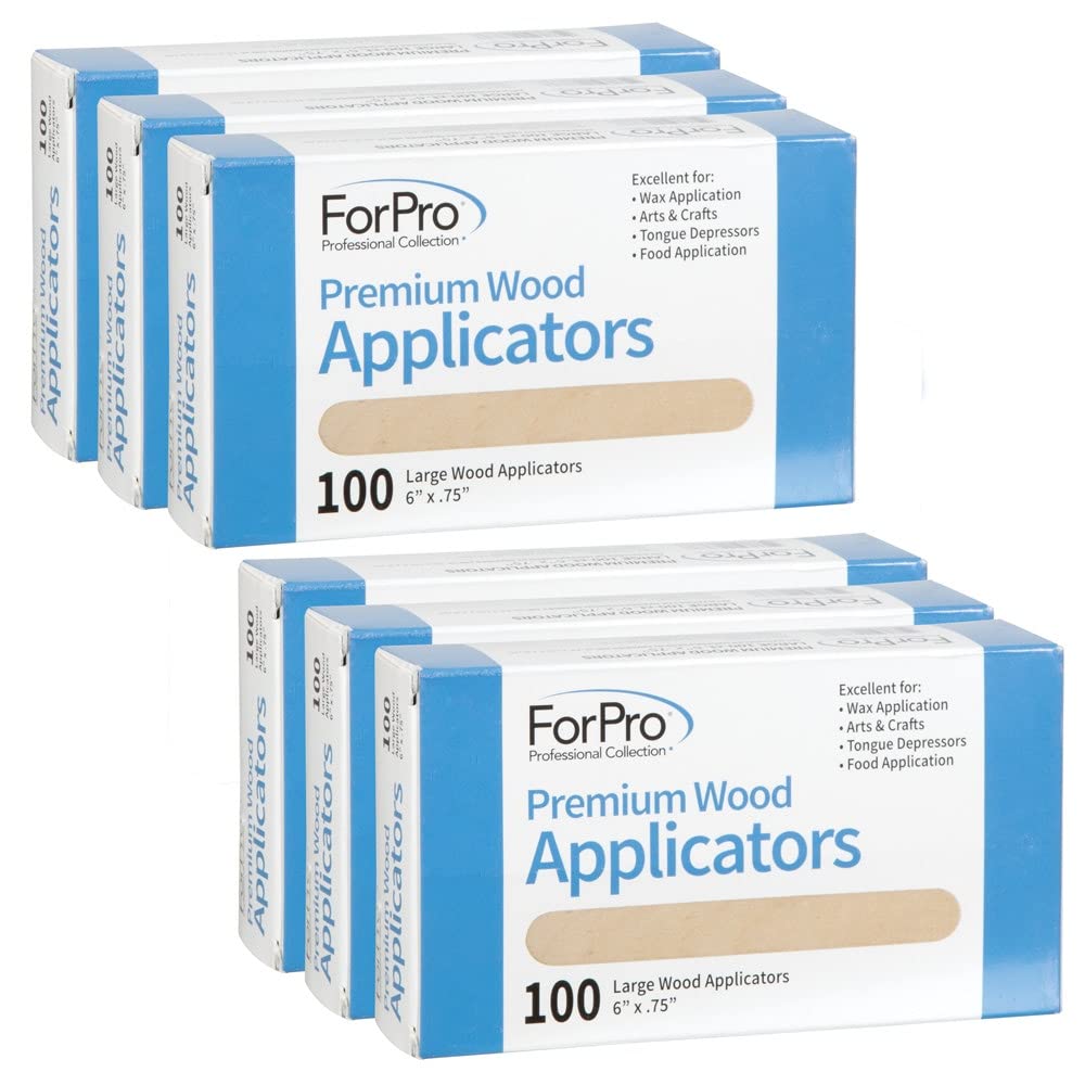 ForPro Premium Wood Applicators, Non-Sterile, Hair Removal Waxing Sticks, Large, 6” L x .75” W, 100-Count (Pack of 6)