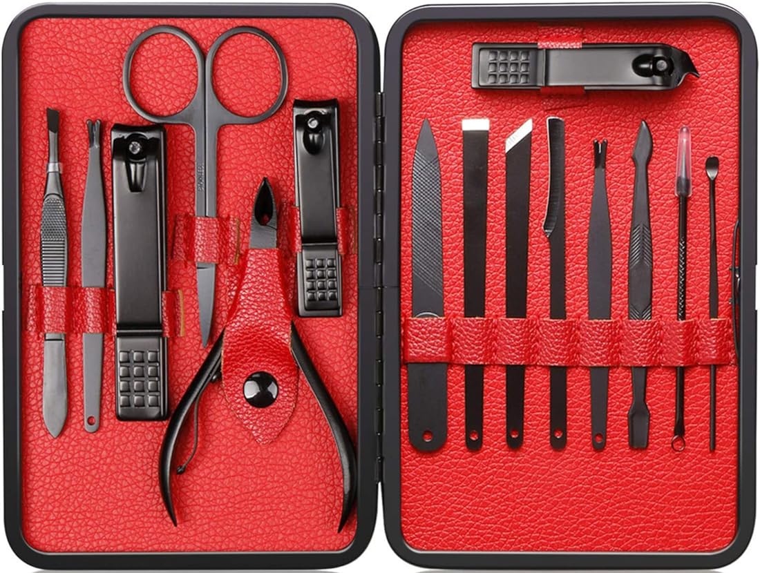 Nail Clippers Sets High Precisio Stainless Steel Nail Cutter Pedicure Kit Nail File Sharp Nail Scissors and Clipper Manicure Pedicure Kit Fingernails & Toenails with Portable stylish case (Black)