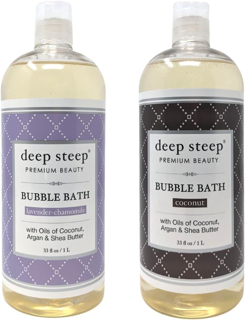 Deep Steep Classic Bubble Bath Lathering Lavender Chamomile and Coconut Variety Bundle Pack of 2, 33.8 Ounce (Pack of 2)