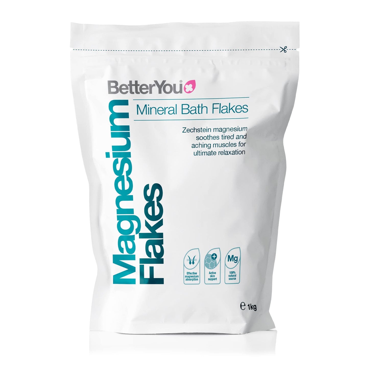 BetterYou Magnesium Mineral Bath Flakes - Mineral Bath Salts with Magnesium Chloride - Foot Bath or Body Bath Soak - Safe On Sensitive Skin - 2.3 lb