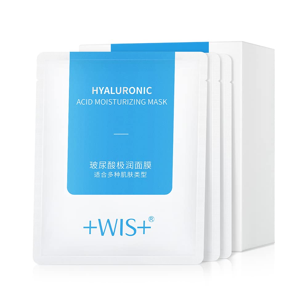 +WIS+ Hyaluronic Acid Essence 24 Sheet Mask - Intensively Hydrating & Instantly Soothing Anti-ageing Facial Mask with Pro-Vitamin B5 - Beauty Mask For All Skin Care Types