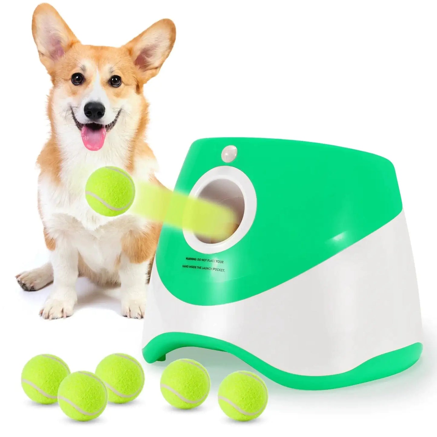 Dog Toy Tennis Ball Launcher green 1Host 6 balls CHINA