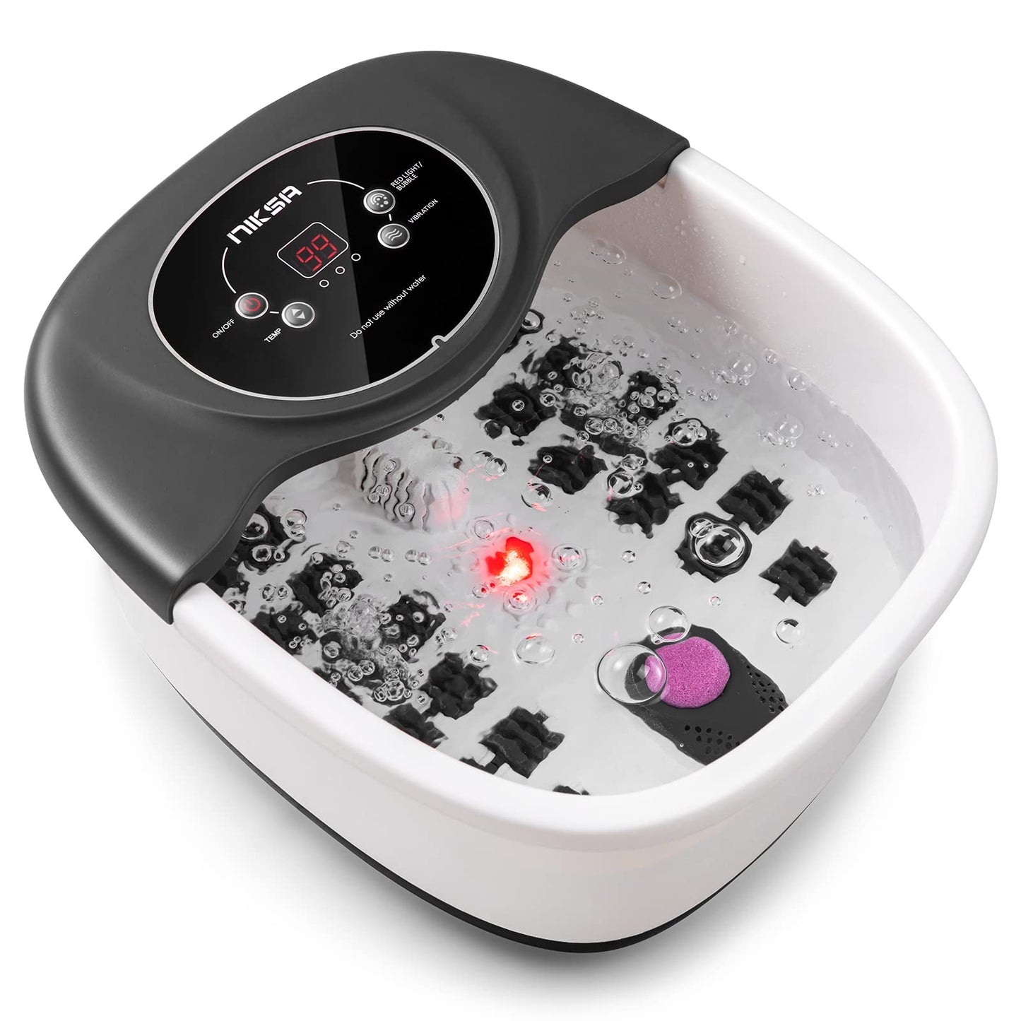 Foot Spa Bath Massager with Heat, Bubble, Vibration and Temperature Control, 22 Massaging Rollers Foot Soak Tub for Foot Pain Relief, Pedicure Foot Soaker with Acupressure Massage Points & Red Light