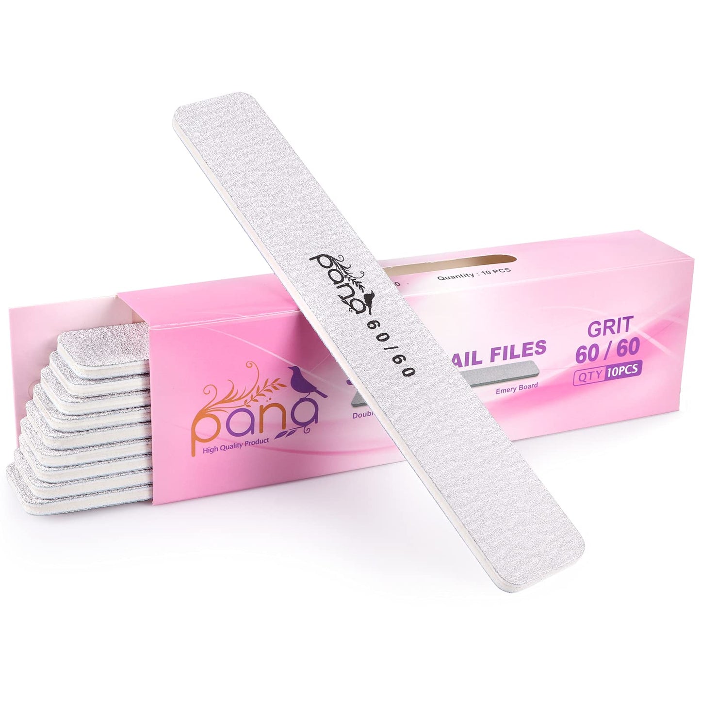 PANA Jumbo Double-Sided Emery Nail File for Manicure, Pedicure, Natural, and Acrylic Nails - Zebra (Grit 60/60) - 50 Piece Pack