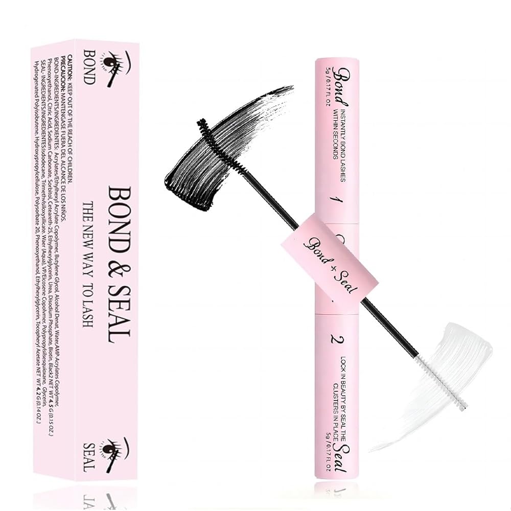 Phebo Lash Bond and Seal, 2-in-1 Lash Bond and Seal Waterproof, Cluster Lash Glue for Cluster Eyelash Extensions,Lash Extension Glue for All Day Wear Latex-Free Suitable for Sensitive Eyes