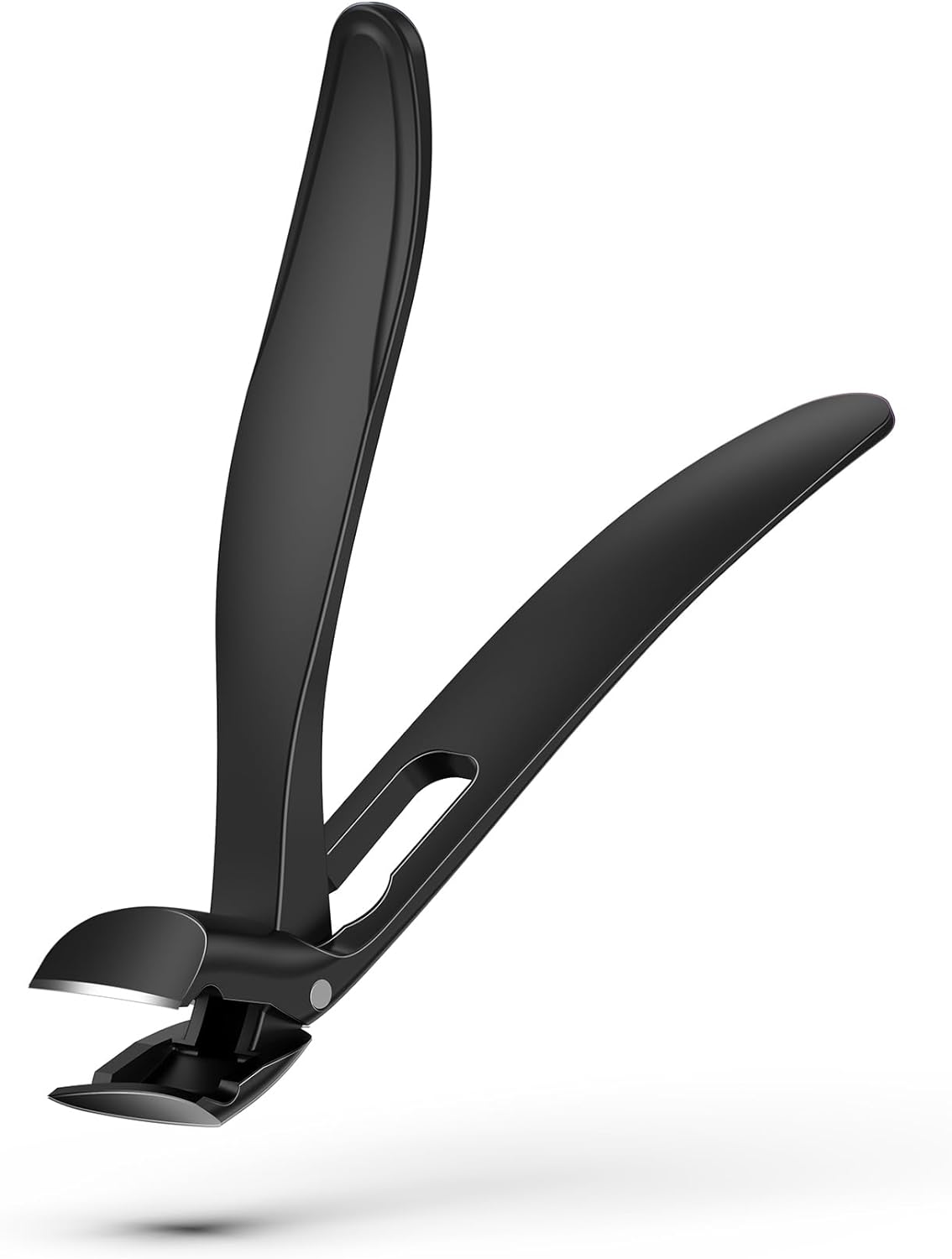 FERYES Angled Head Long Handled Toenail Clipper for Seniors - Large Wide Jaw Nail Clipper with Catcher for Thick Nails - Easier Trimming, Ergonomic Design (Black