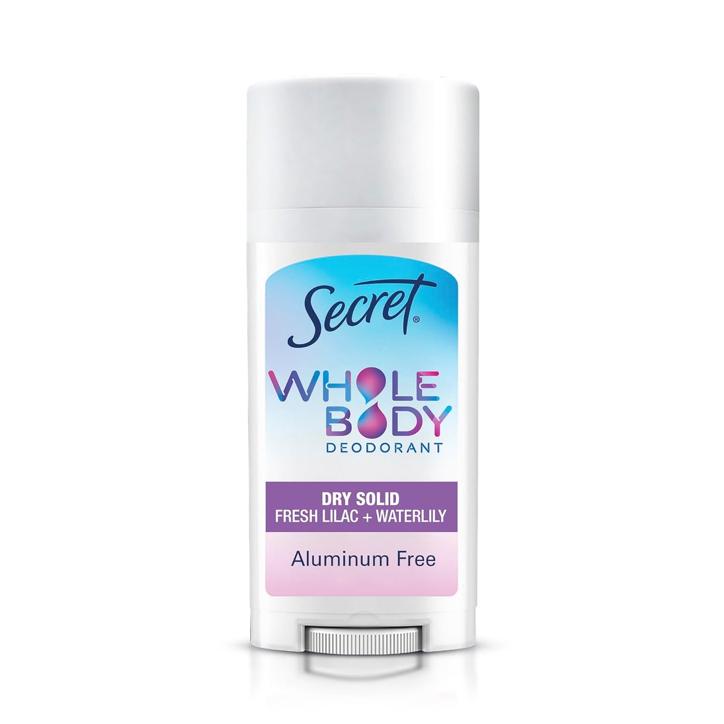 Secret Whole Body Deodorant Stick for Women, Lilac & Waterlily Scent, Aluminum Free Deoderant Stick, 24/7 Freshness, 2.4oz