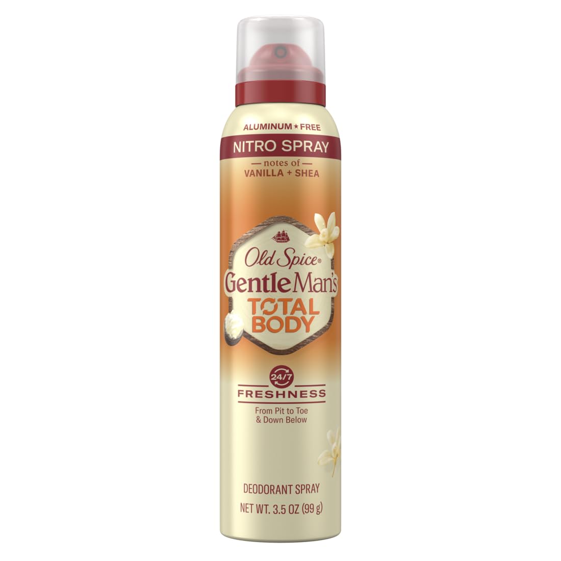 Old Spice Total Body Deodorant Men, Vanilla + Shea, Aluminum Free Deodorant Spray for 24/7 Freshness // Dermatologist Tested Whole Body Deodorant, 3.5 oz