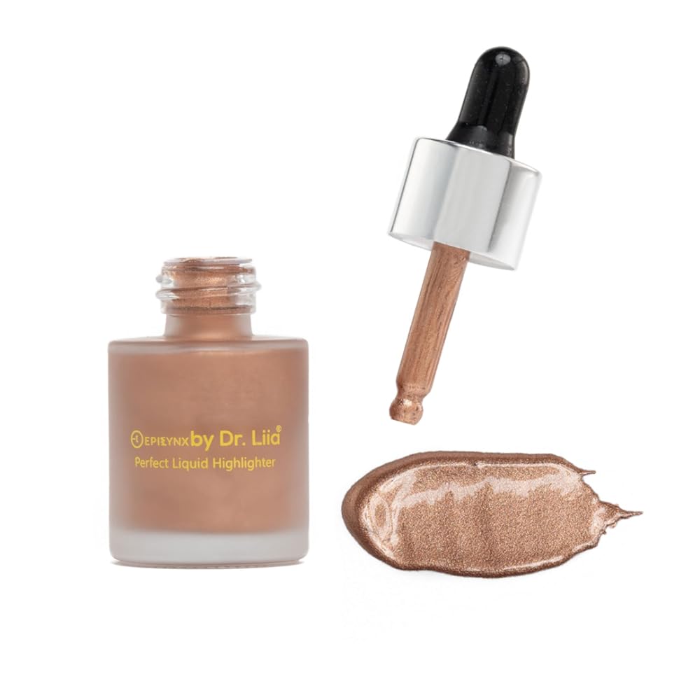 EpiLynx by Dr. Liia Liquid Highlighter Drops with Mica For Contouring and Creating a Illuminating Glow, Sparkles - Allergen Free, Vegan - Bronze Goddess, 30mL