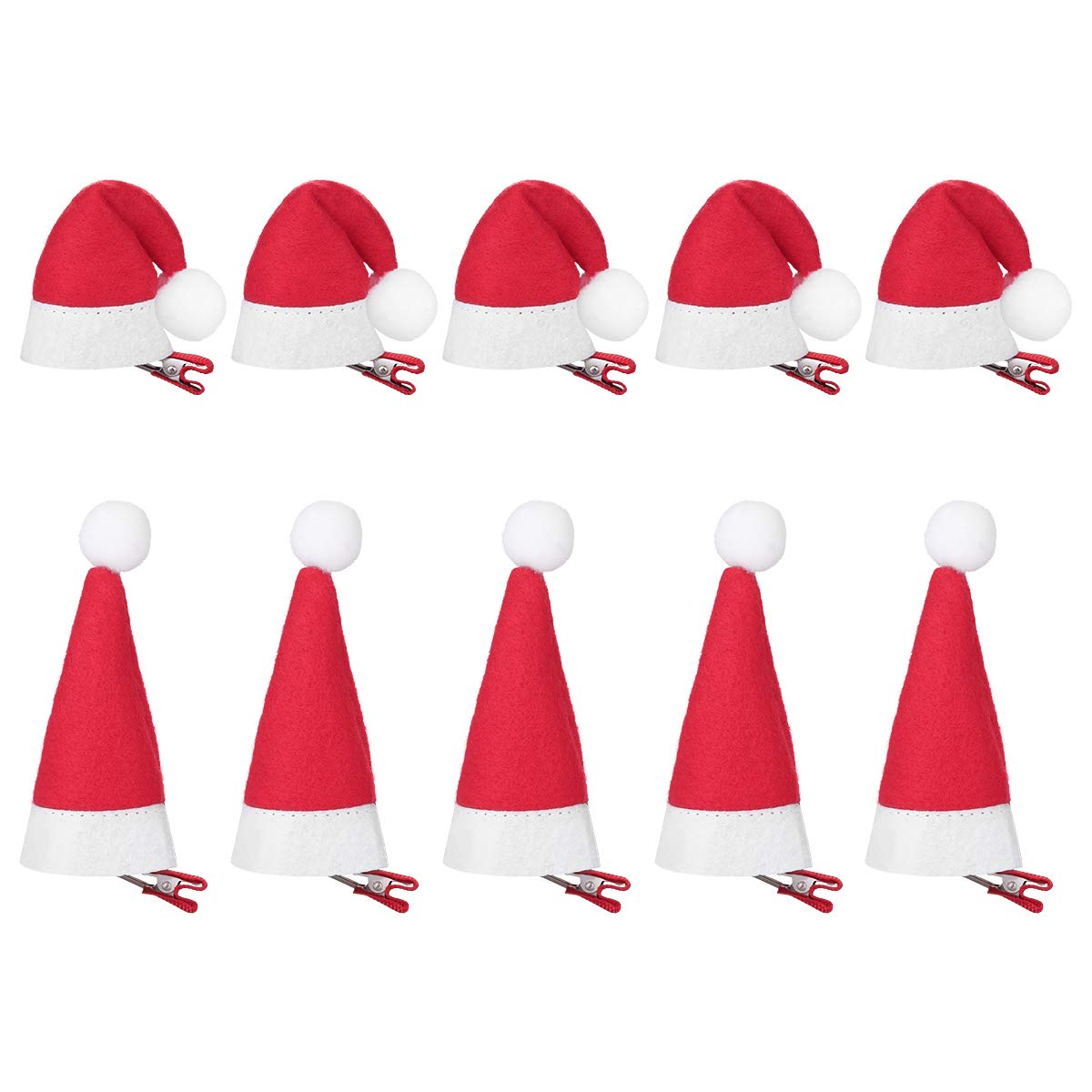 Beaupretty 10Pcs Santa Hat Hair Clips,Christmas Hat Hair Accessories Cute Mini Red Santa Hat Alligator Clips for Kids Girls