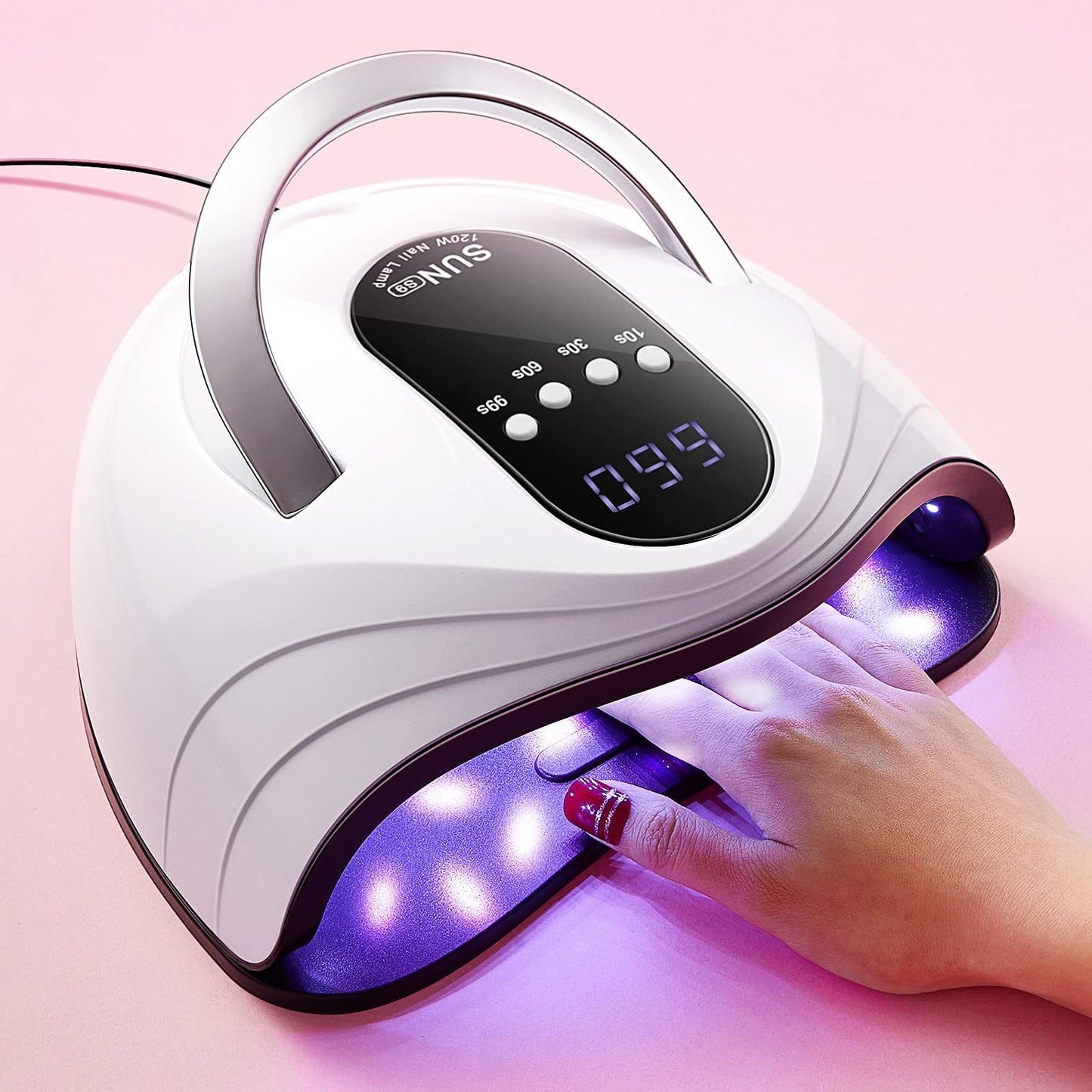 One Fire UV Light for Nails, 120W Nail Dryer, 42 Beads Fast Curing UV Led Nail Lamp, 4 Timers Auto Sensor Gel Lamp for Nails, Portable Large Space UV Led Nail Lamp for Gel Polish Nail Polish Dryer