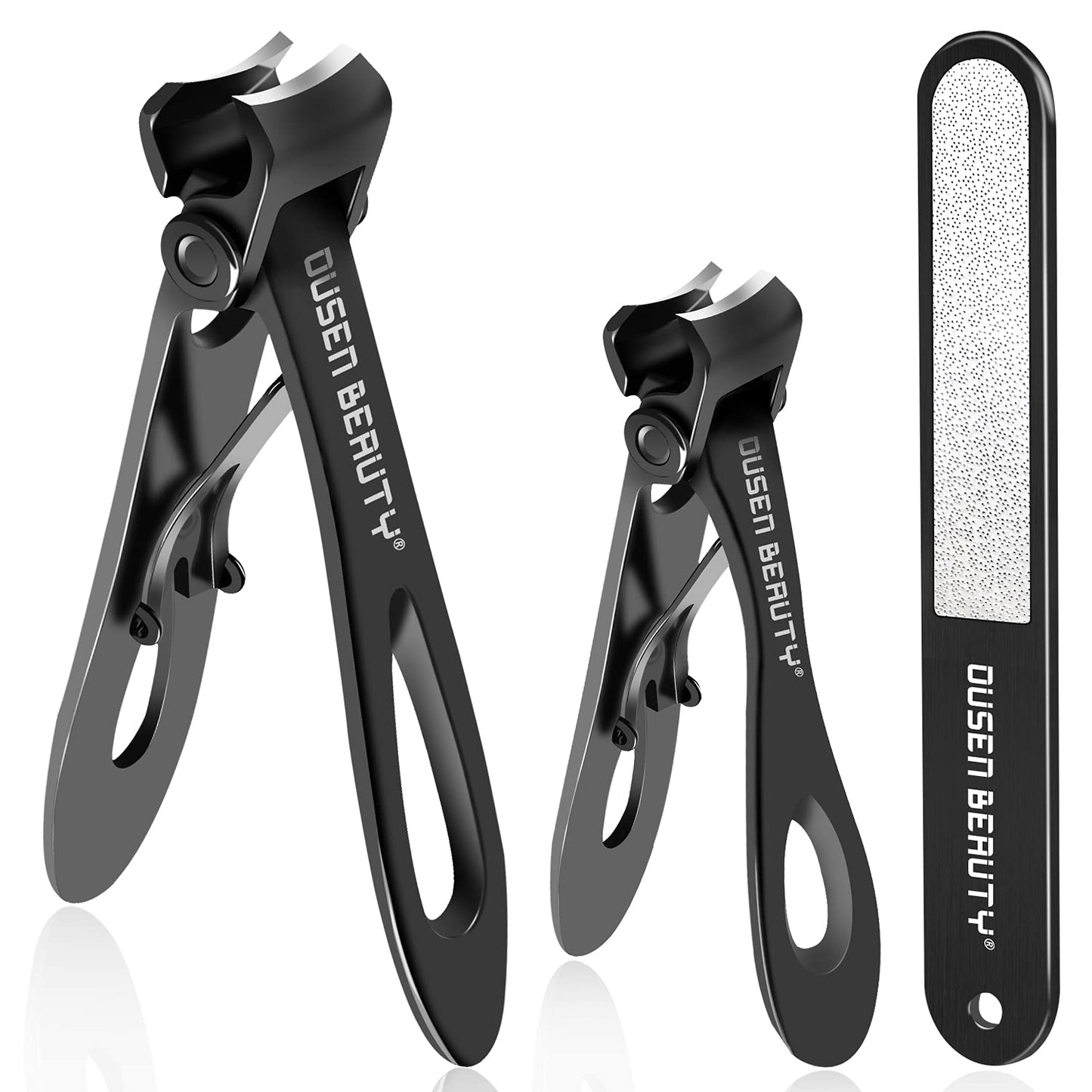 Nail Clippers for Thick Nails, Extra Wide Jaw Opening Nail Cutter for Hard Toenail, Stainless Steel Fingernail Big Toenail Trimmer with Nail File 3 Pcs Set for Large Toenail Seniors & Men & Women