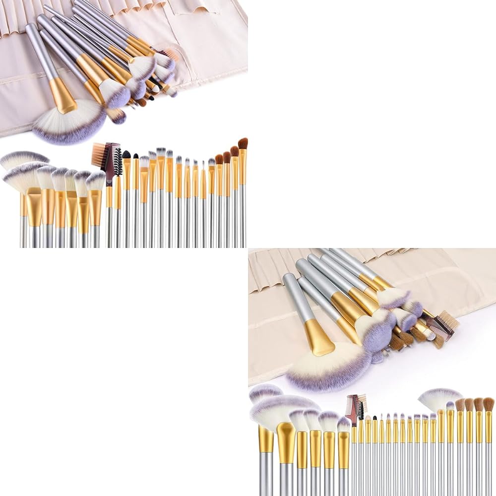 Save 10% on Makeup Brushes 24Pcs Champagne Makeup Brushes Set +24Pcs Large Champagne Makeup Kit