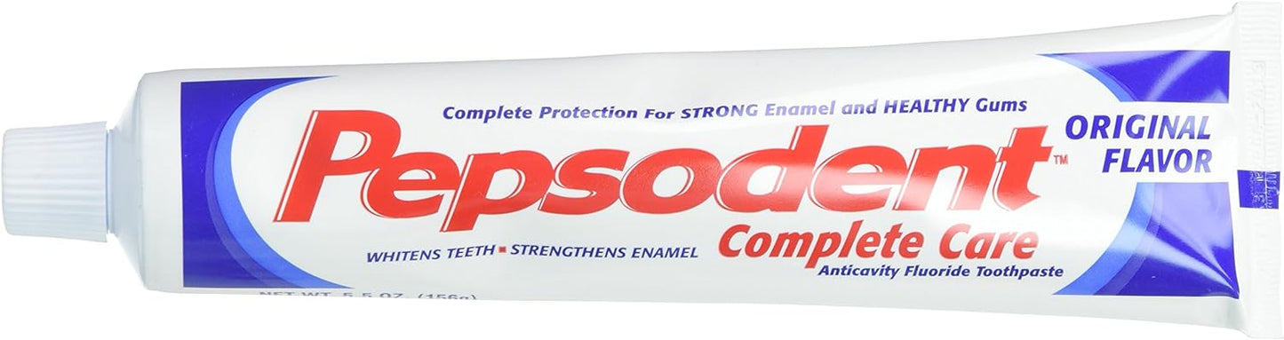 Pepsodent Complete Care Anticavity Fluoride Toothpaste, Original, 5.5 Ounce (Pack of 6)