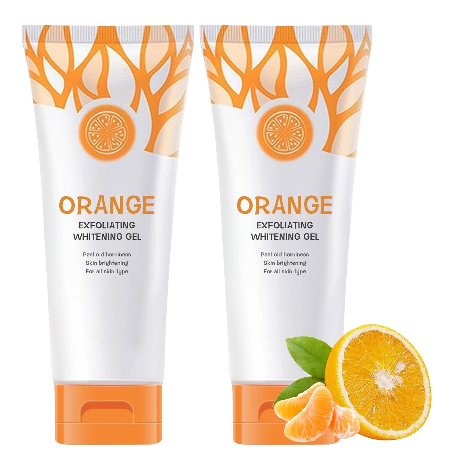 2Pcs Orange Exfoliating Gel Scrub Face Body Skin, Orange Exfoliating Gel, Natural Orange Peeling Gel Face Scrub
