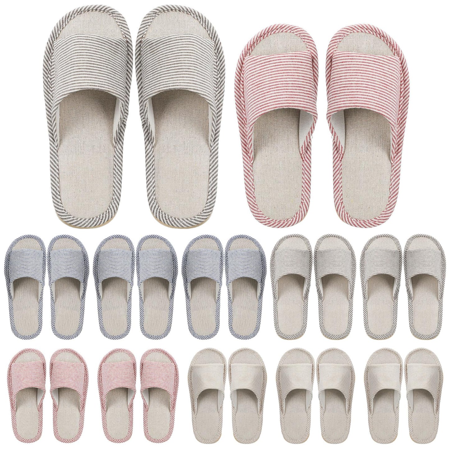 Suhine 12 Pairs House Slipper for Guests Open Toe Spa Slippers Non Slip Indoor Slippers Comfortable Breathable Home Slippers for Travel Guests Hotel Home Bedroom Unisex(Classic)