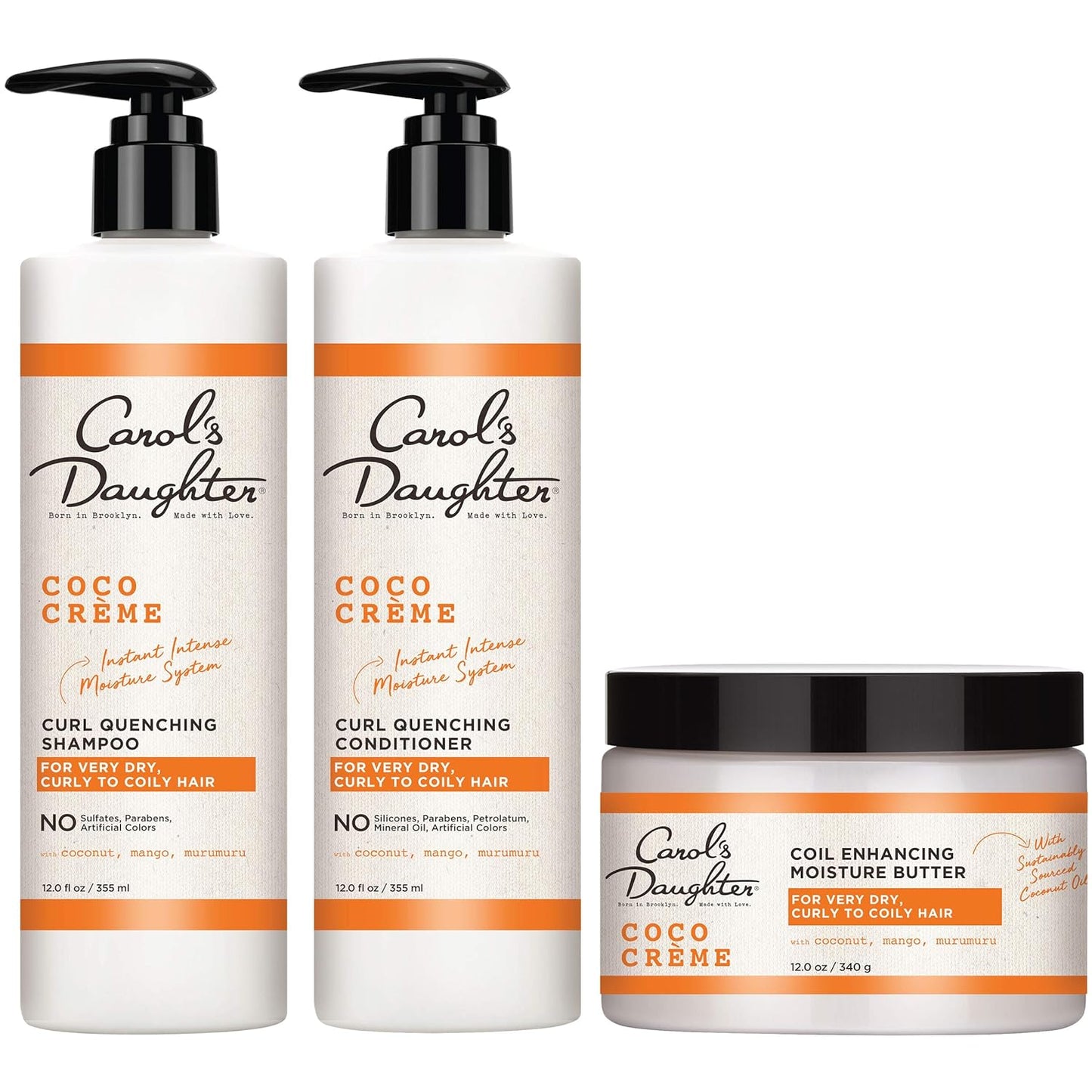 CarolÕs Daughter Coco Creme Sulfate Free Shampoo and Conditioner Set with Silicone Free Hair Butter, for Very Dry Curly Hair, with Coconut Oil and Mango Butter