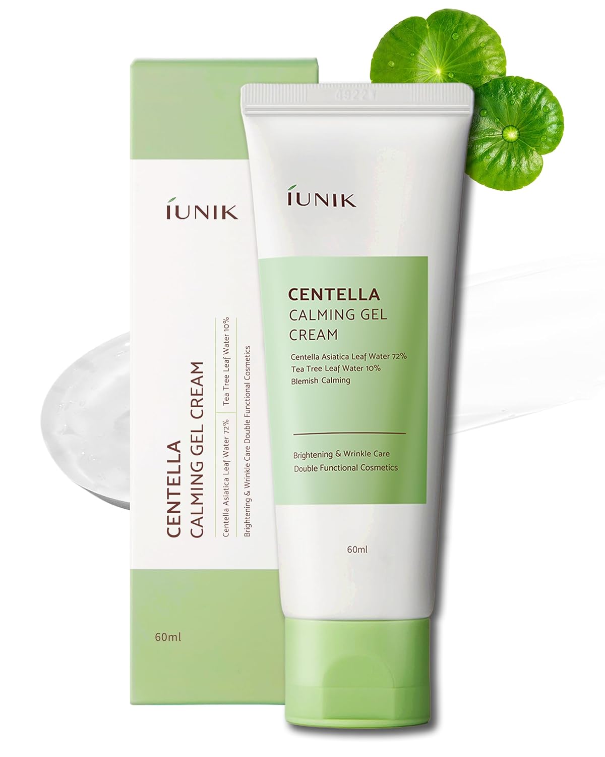 IUNIK Centella Calming Gel Cream Vegan Non-Sticky Face Moisturizer Acne-prone Sensitive Oily Skin Hydrating Plant-based - Centella 70% Tea Tree Water 10% Rosacea Breakout Blemish Korean Skincare