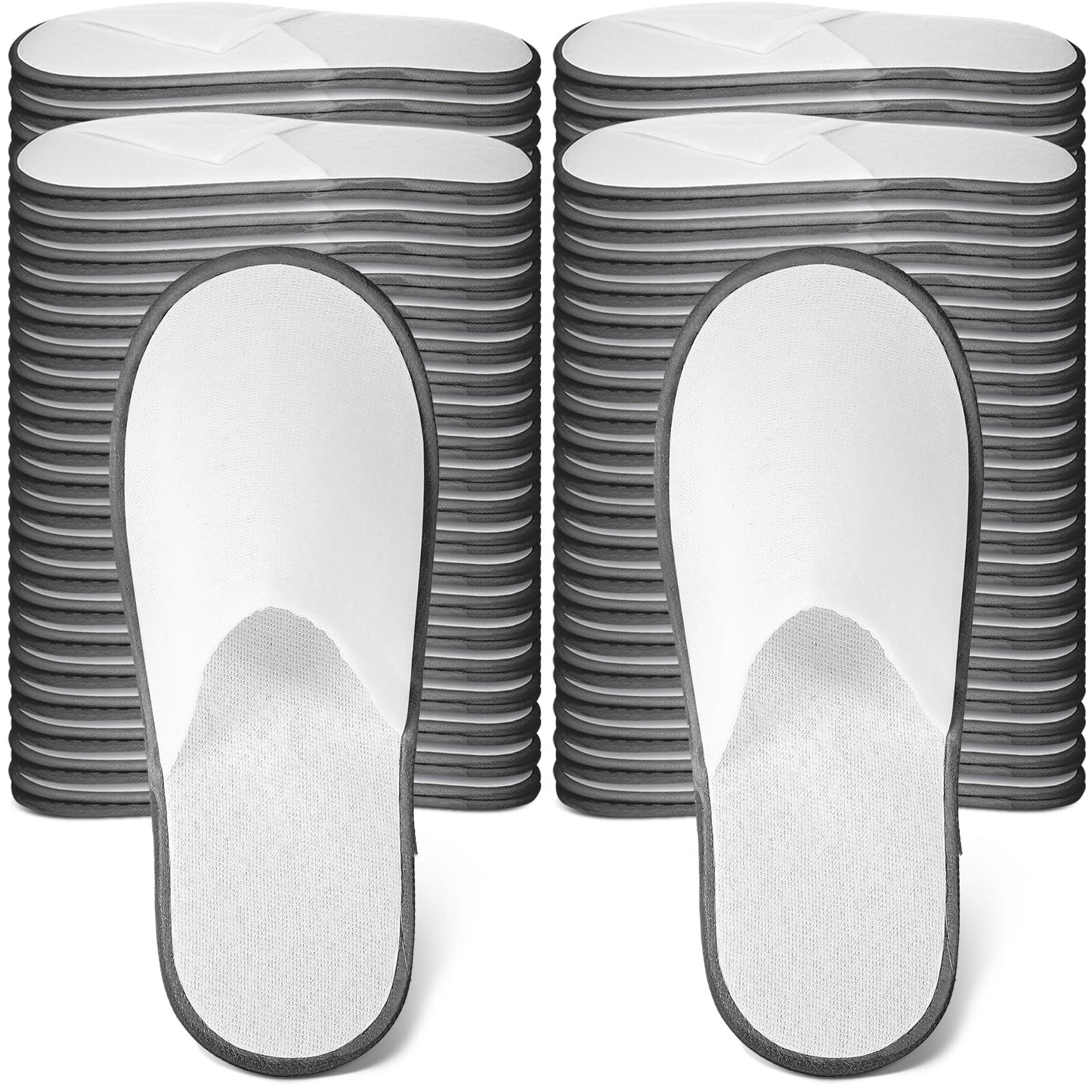 Ramede 80 Pairs Bulk Disposable Slippers Non Slip Hotel Slippers Disposable Spa Slippers Fluffy Closed Toe Indoor Slippers for Guests Men Women Home Wedding Travel Party (Gray)