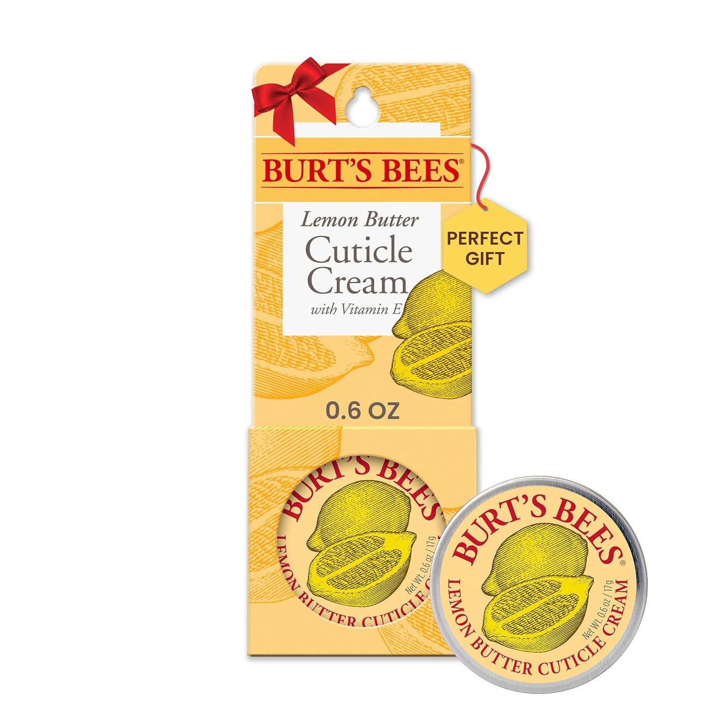 Burt's Bees Christmas Gifts, Hand Skin Care Stocking Stuffers, Moisturizing Cuticle Cream for Dry Skin, 100% Natural Origin, with Lemon Butter, 0.6 oz. (3-Pack)