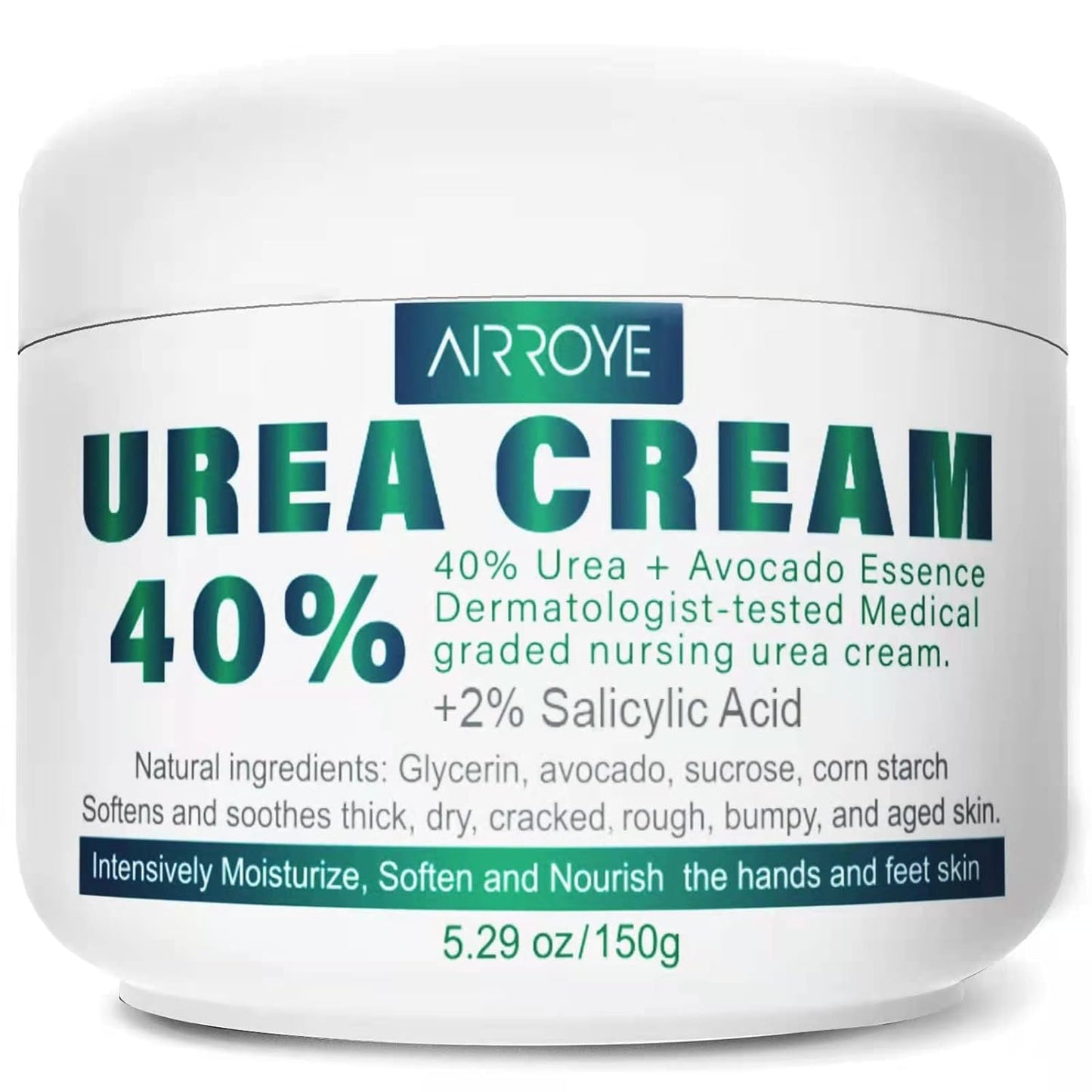 Urea 40% Foot Cream with 2% Plus Salicylic Acid for Heels - best Callus Remover For Feet & Hands, Natural Moisturizes Nourishes Softens Dry, Rough, Cracked, Dead Skin