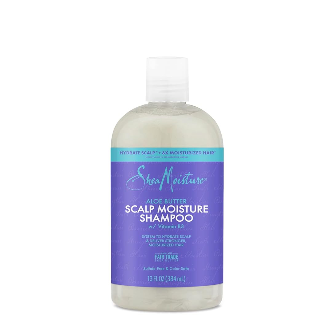 SheaMoisture Scalp Moisture Shampoo Aloe Butter & Vitamin B3 Hair Care with a Boost of Hydration To Hydrate Scalp + Moisturized Hair 13 oz