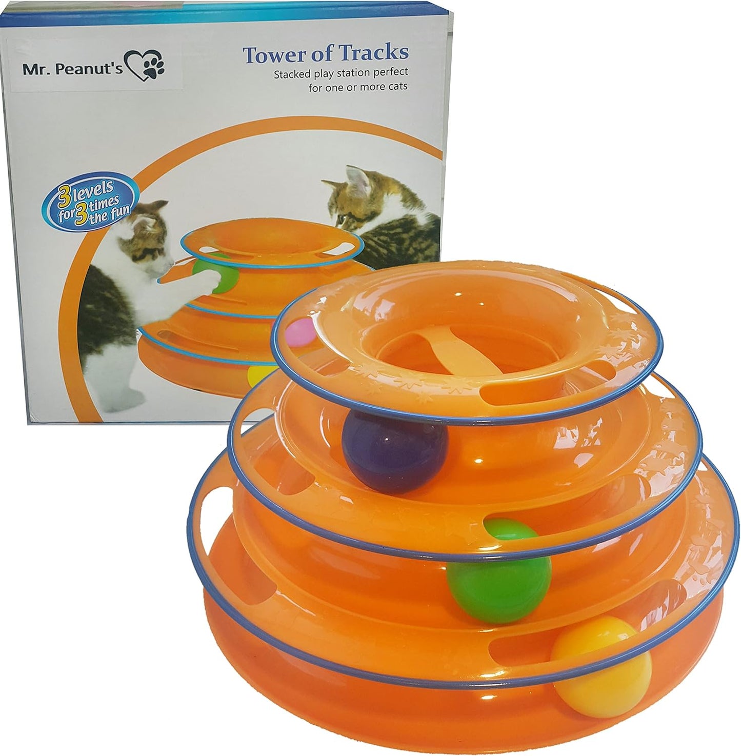 Mr. Peanut's Cats & Kittens Toy with Interactive Intelligence Track Ball Tower, Provides Hours of Mental Stimulation and Physical Play