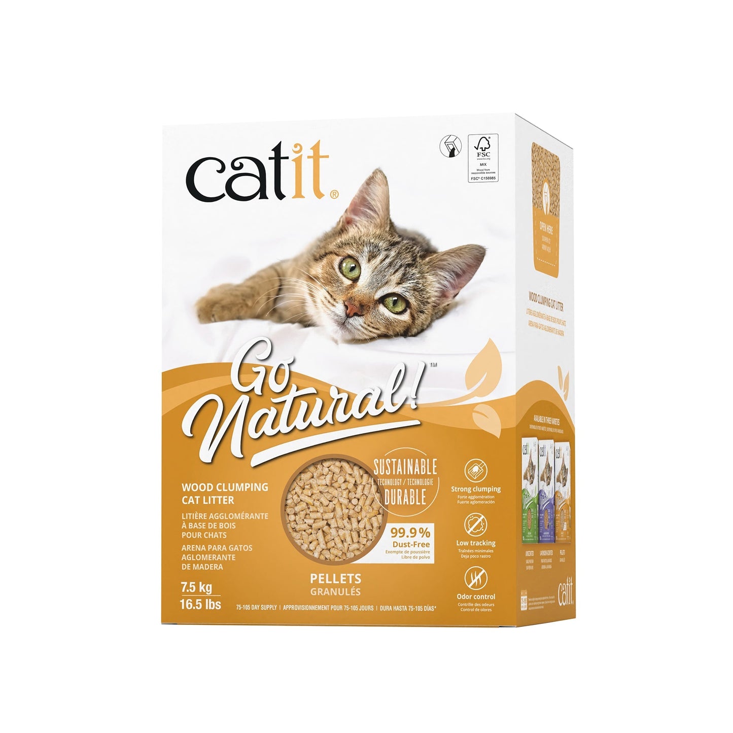 Catit Go Natural! Wood Clumping Cat Litter 7.5 kg (16.5 lbs) Box