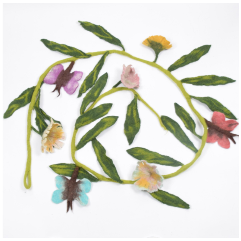 Karma Cat Flowers and Butterflies Garland