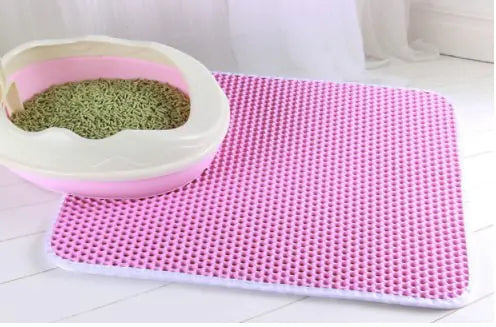 Double Layer Waterproof Cat Litter Mat Pink 45X60CM