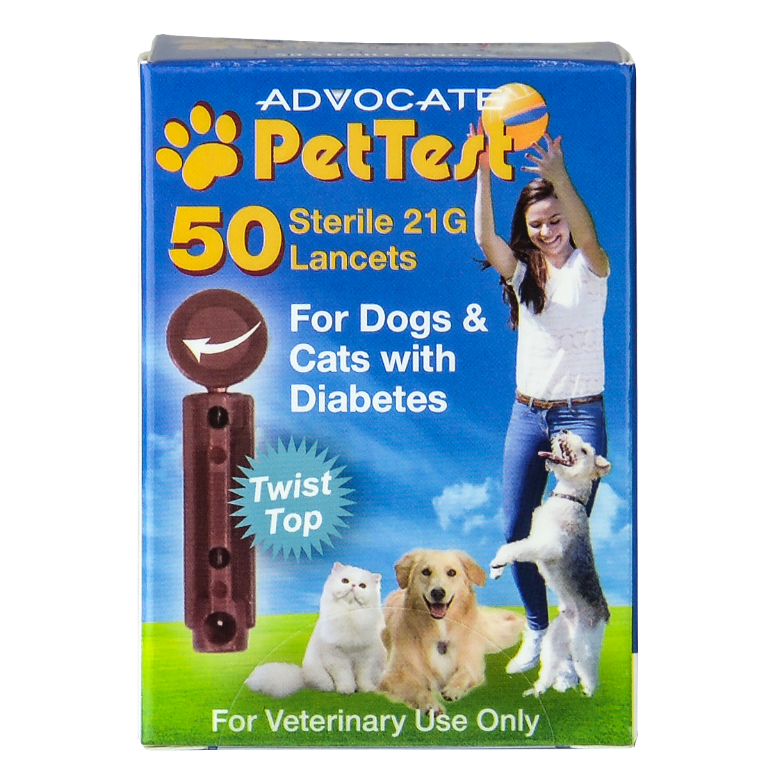 PetTest Twist Top Lancets 21G for Dogs and Cats for use with PetTest Diabetes Glucose Monitoring System (50 Lancets)
