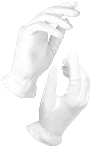 White Gloves XL (10 Pair) - Cotton Gloves for Eczema, Cotton Gloves for Dry Hands, White Cotton Gloves for Women, Spa Glove, Lotion Glove, Sleeping Glove