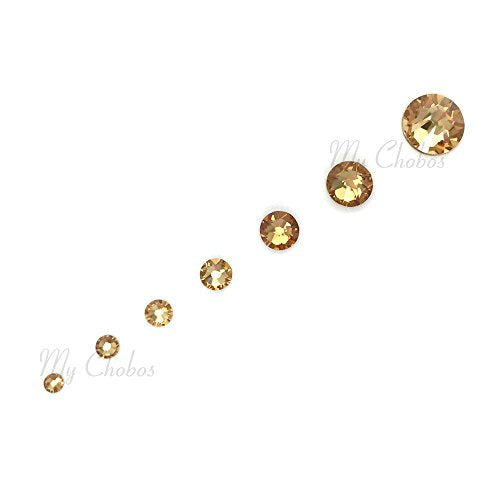 LIGHT COLORADO TOPAZ (246) brown gold 144 pcs Swarovski 2058/2088 Crystal Flatbacks yellow nail art mixed with Sizes ss5, ss7, ss9, ss12, ss16, ss20, ss30 fm Mychobos (Crystal-Wholesale)
