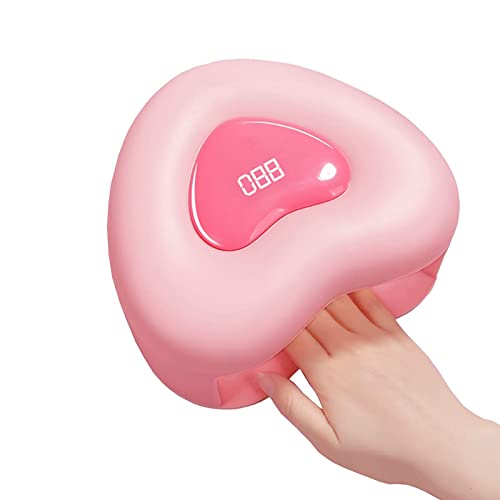 TOKZON UV LED Nail Lamp, 280W High Power Pink Heart-Shaped Nail Curing Lamps, 53 Pcs Dual Light and 3 Timer Settings, Manicure Phototherapy Lamp with Automatic Sensor for Fingernail Toenail