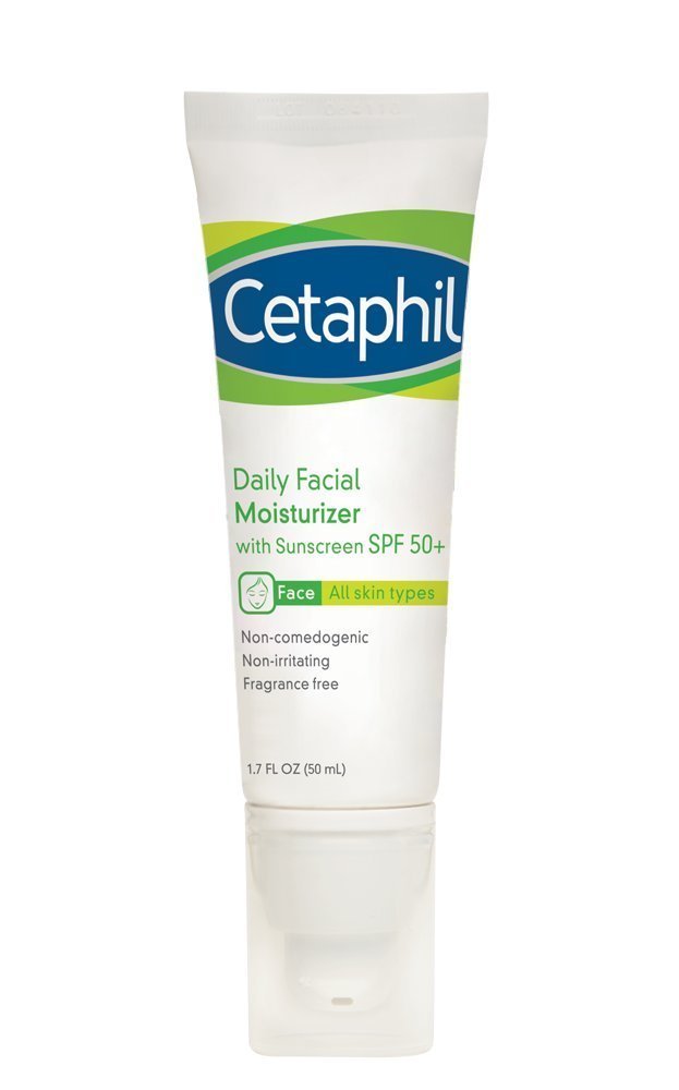 Cetaphil Daily Facial Moisturizer SPF 50, 1.7 Fl Oz (Pack of 2), Gentle Facial Moisturizer For Dry to Normal Skin Types, No Added Fragrance, Dermatologist Recommended (Packaging May Vary)